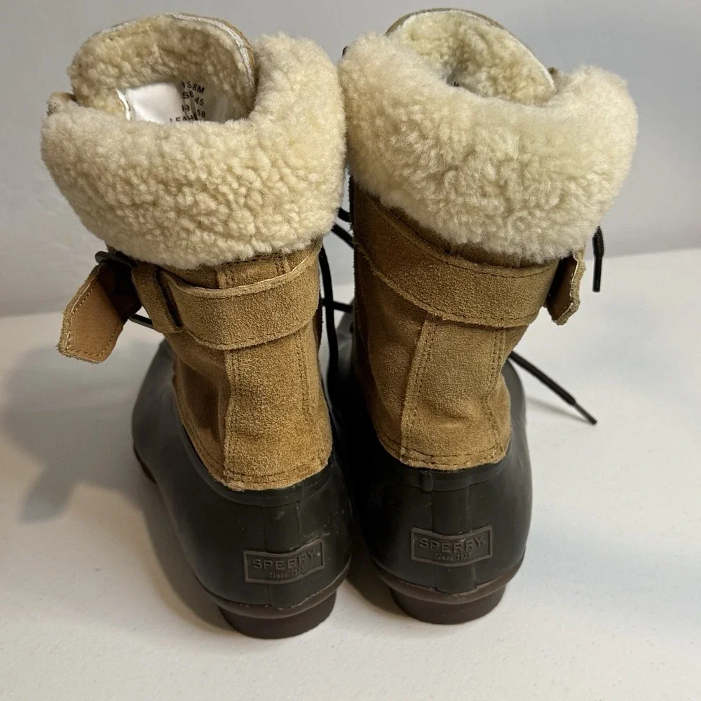 Duck Boots Women's Size 8 J. Crew Sperry Caramel Shearwater With Buckle & Zipper